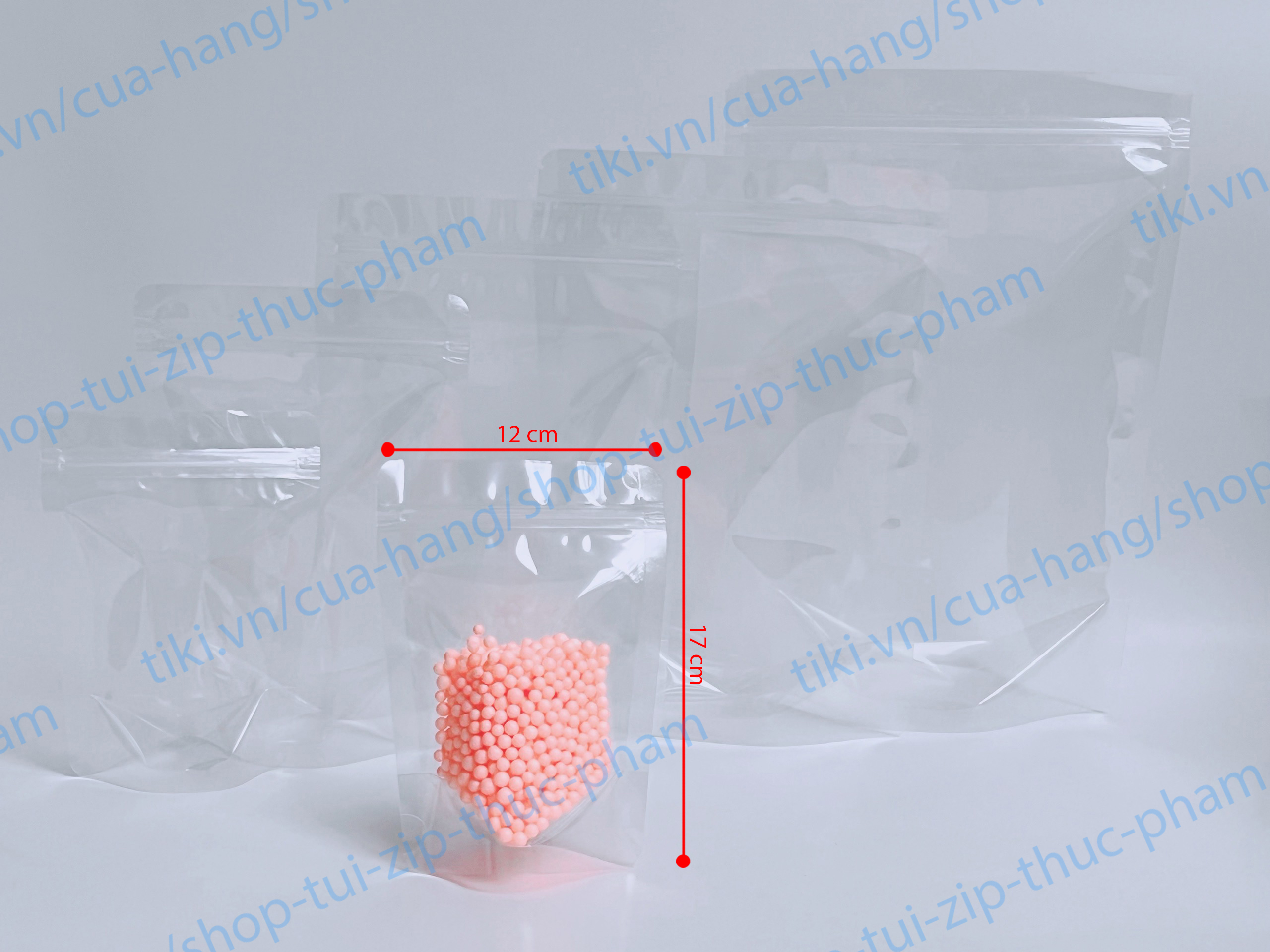 1kg Túi Zip trong suốt đáy đứng - túi đựng thực phẩm khô, nước