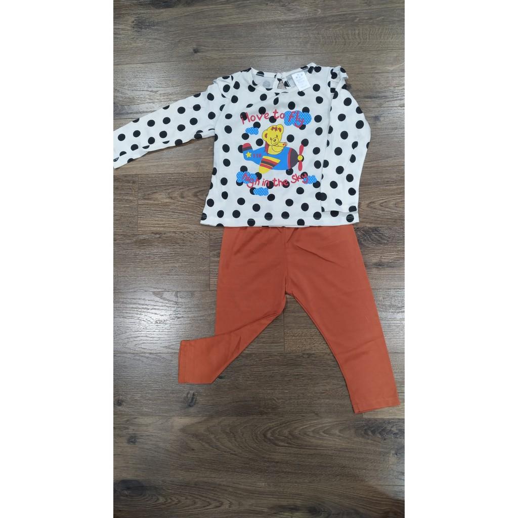 Bộ dài tay bé gái siêu yêu 100% cotton hàng xuất