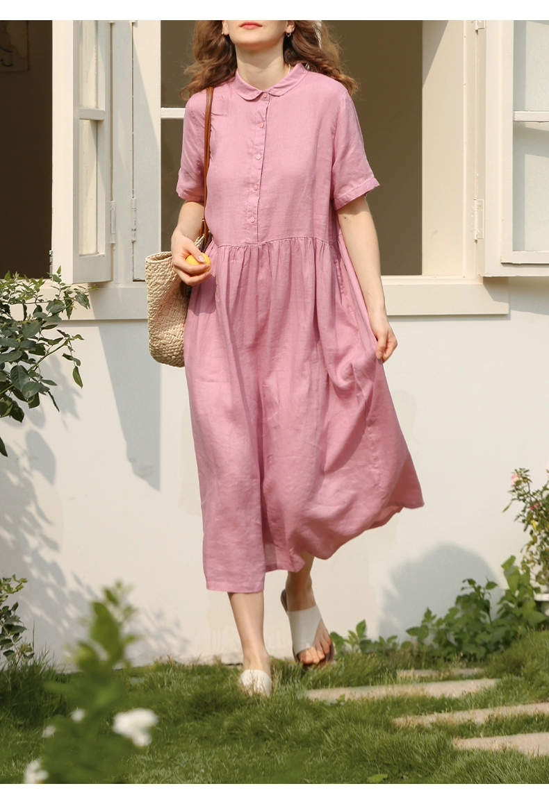 Đầm váy babydoll thiết kế dáng suông cổ sơ mi chất liệu thoáng mát. sang trọng, lịch sự mẫu mới