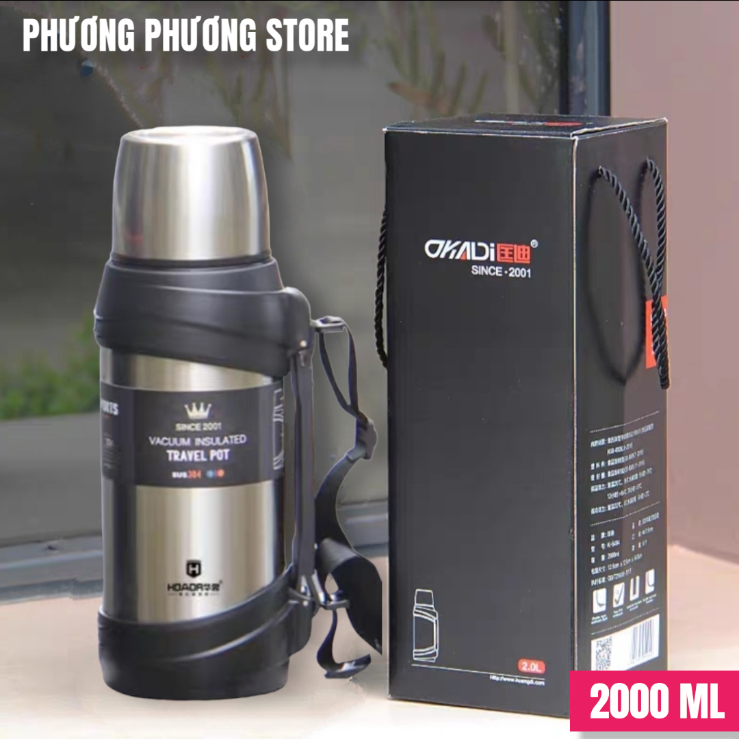 PHÍCH, BÌNH GIỮ NHIỆT GIỮ NÓNG LANH 48 H / PHÍCH, BÌNH GIỮ NHIỆT TRAVEL POT CÁCH NHIỆT 6 LỚP INOX 304 CAO CẤP DT 2.0 LÍT