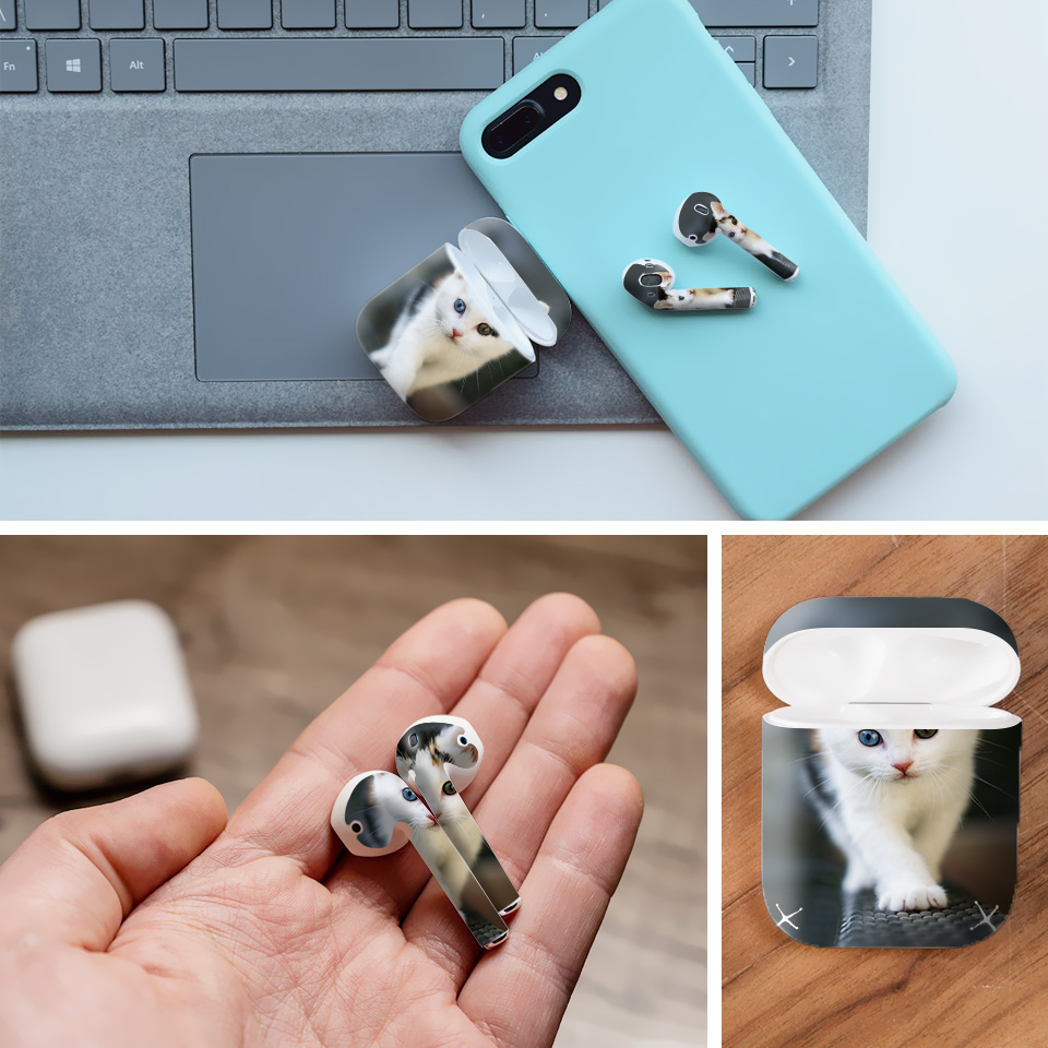 Miếng dán skin chống bẩn cho tai nghe AirPods in hình thiết kế - atk395 (bản không dây 1 và 2)