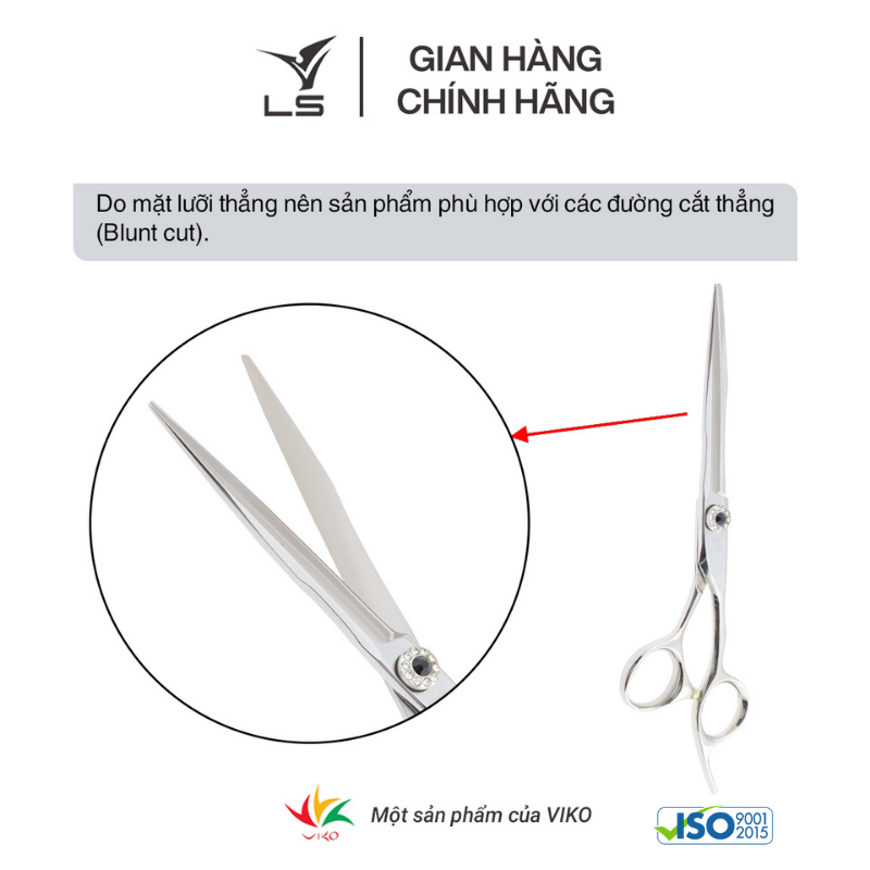 Kéo cắt tóc LS lưỡi thẳng quai offset vênh đỡ ngón cố định FA13/6.5