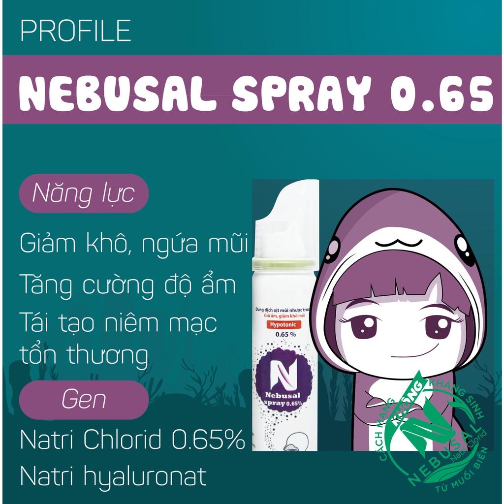 (CHÍNH HÃNG) Xịt Mũi Nebusal 0.65 cấp ẩm, giảm Khô mũi, phục hồi tổn thương mũi sau mỗi đợt mũi viêm (50ml)