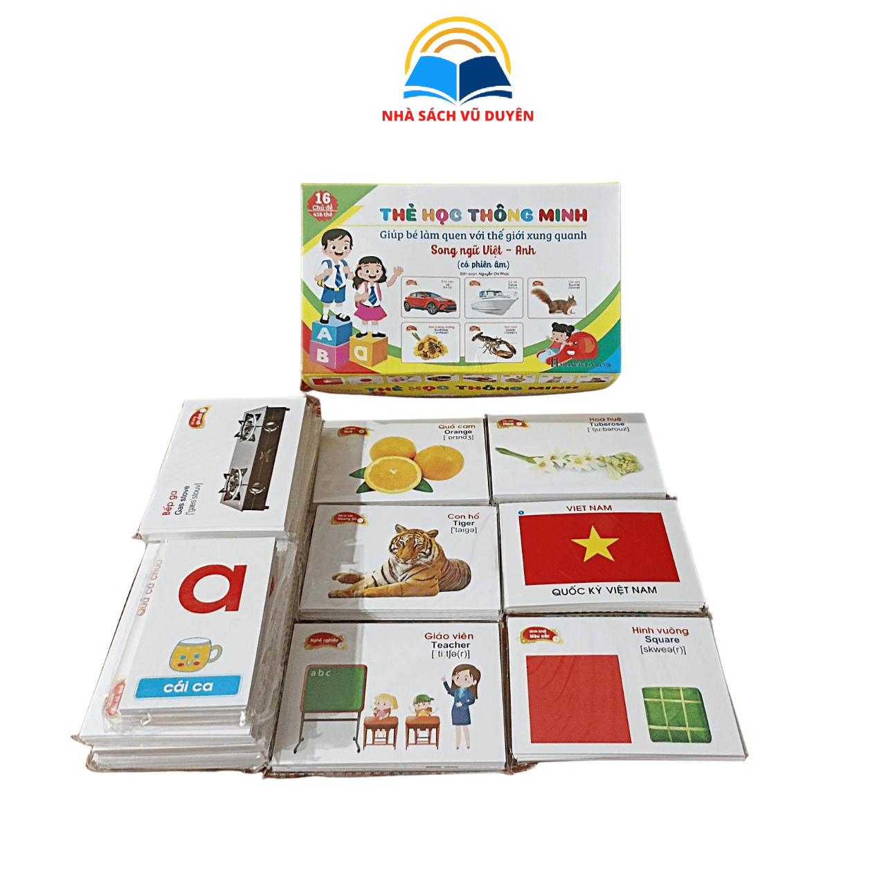 Bộ thẻ học thông minh, thẻ nhận biết 416 thẻ 16 chủ đề song ngữ Anh-Việt theo phương pháp Glenn Doman