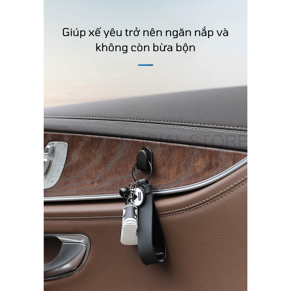 Combo 2 móc dán treo đồ Hatsu treo xe hơi, ÔTô nhựa ABS siêu bền - dính siêu chắc -  Treo cáp sạc, chìa khóa, Túi xách