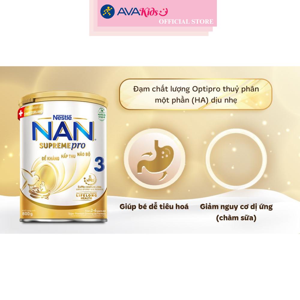 Sữa bột NAN Supremepro số 3 800g (2 - 6 tuổi) dành cho trẻ dị ứng đạm sữa bò