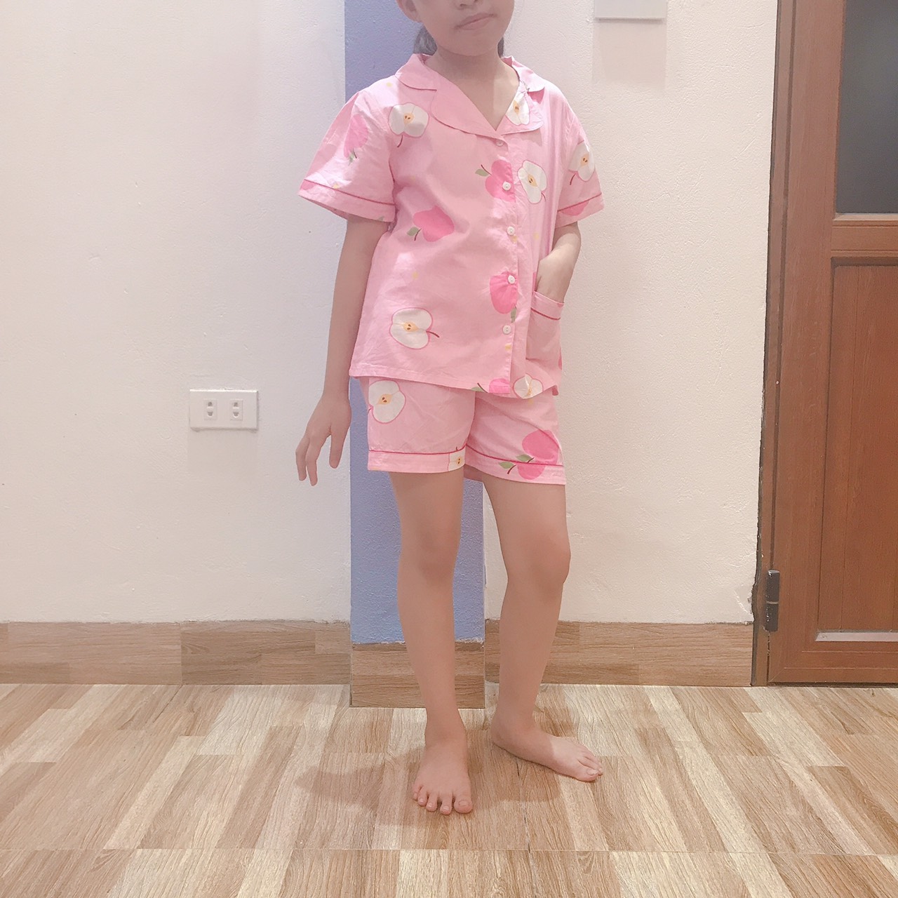 Bộ mặc nhà pyjama bé gái từ mùa hè 8 kg đến 22 kg chất liệu thô cotton thấm hút mồ hôi đường may cẩn thận họa tiết đáng yêu