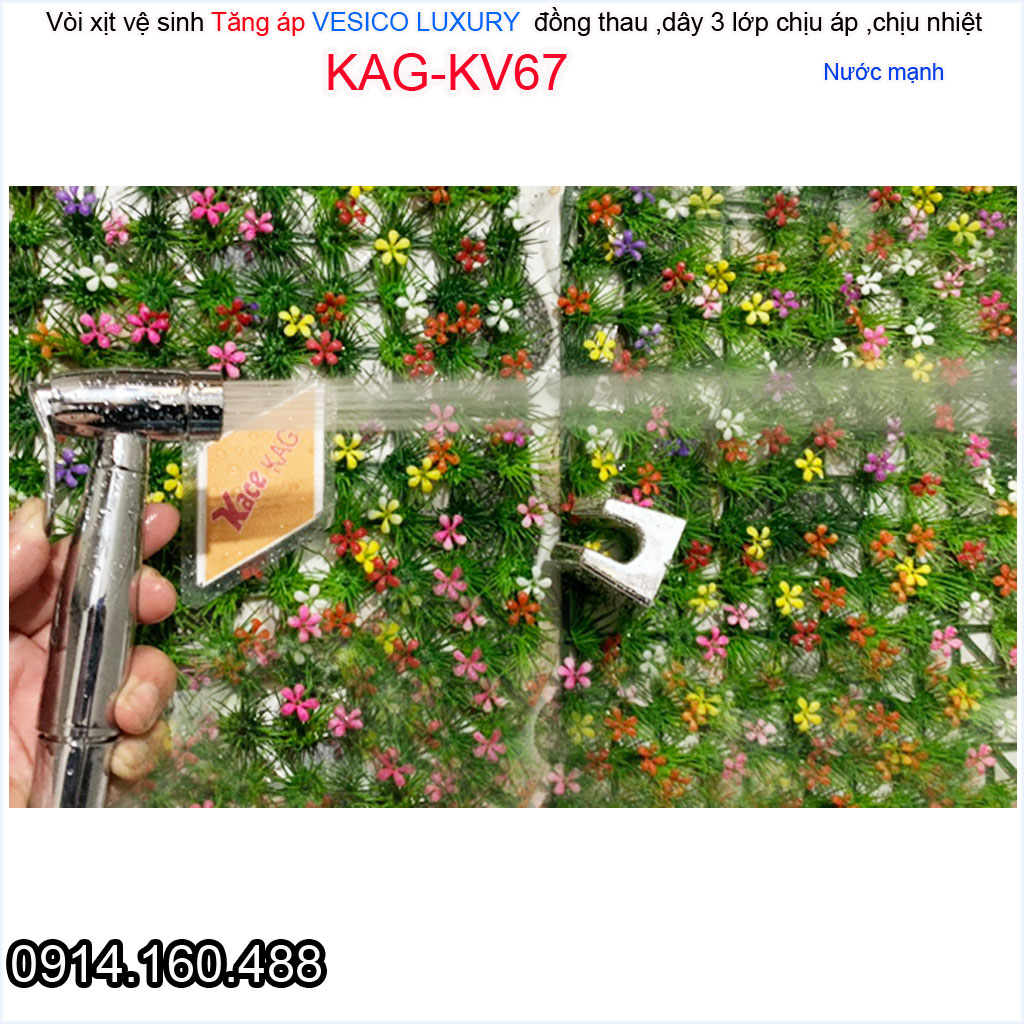 Vòi xịt vệ sinh vesico KAG-KV67 hàng cao cấp, vòi rửa bồn cầu spray set mạnh tia nước thẳng thiết kế đẹp màu inox bóng