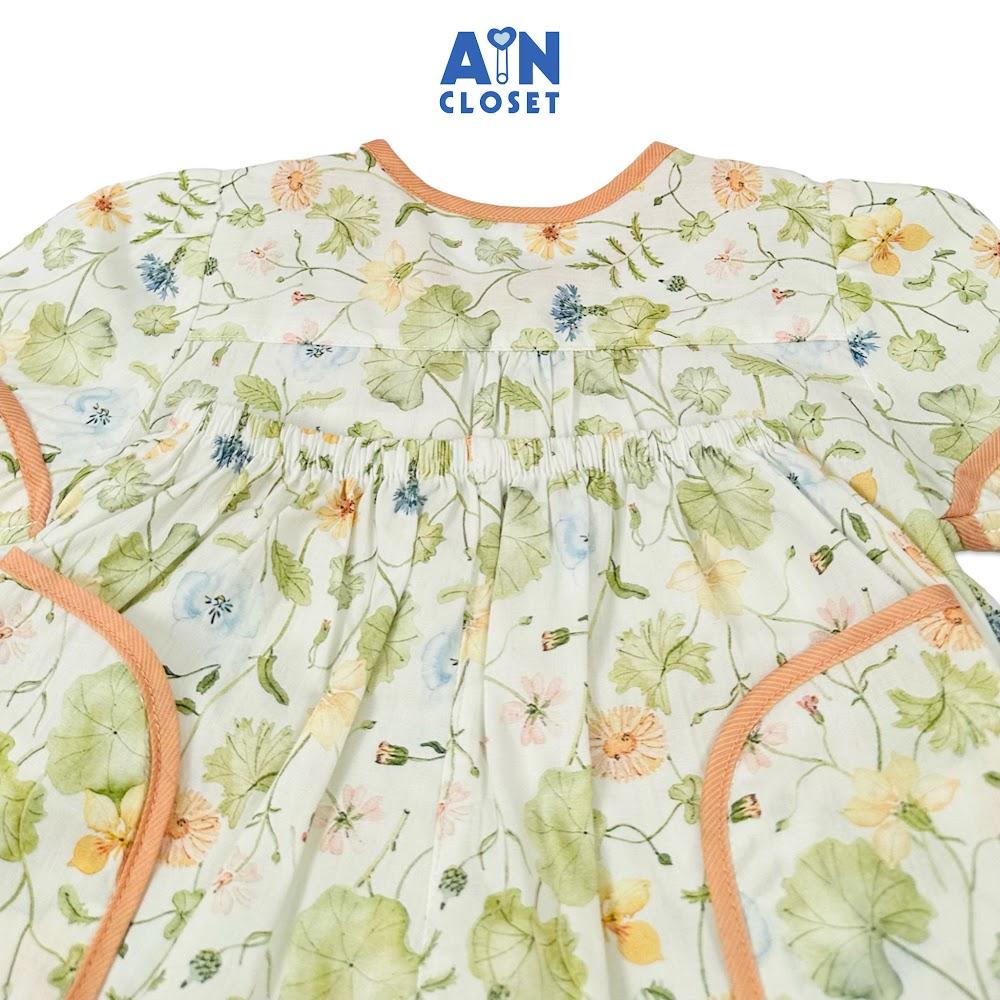 Bộ quần áo Ngắn bé gái họa tiết hoa Dây Leo Cam cotton - AICDBGNEURE3 - AIN Closet