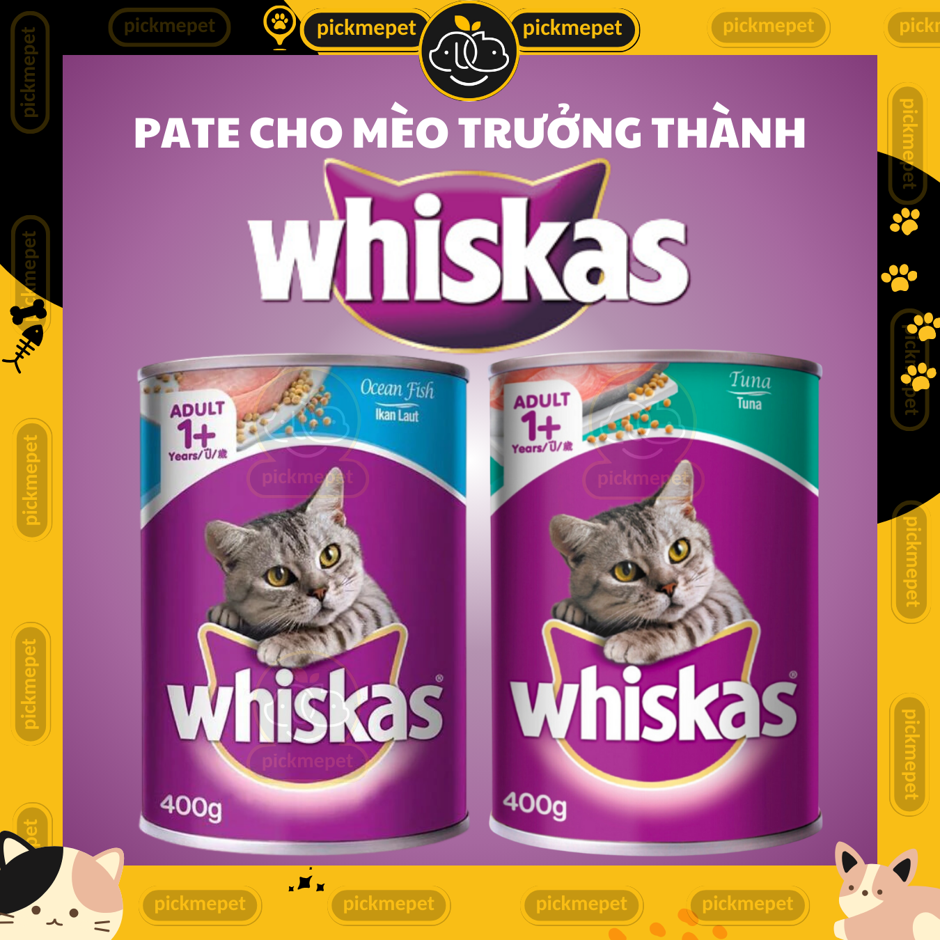 Pate lon Cho Mèo Trưởng Thành Whiska.s lon 400g