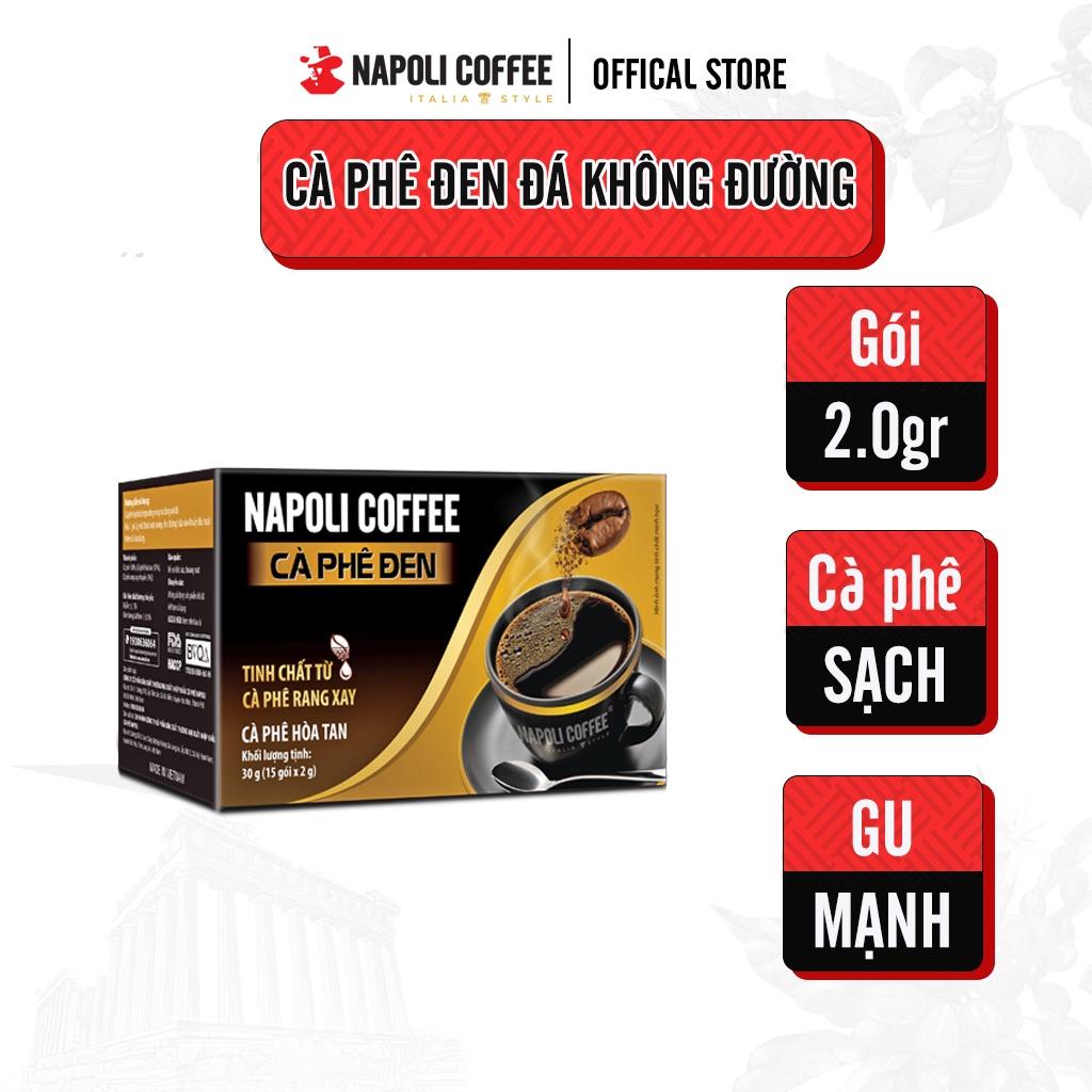 Cà phê Đen Đá Không Đường Napoli Coffee(15gói x 2g) -Cafe Hoà Tan Sấy Lạnh từ Arabica Hạt SẠCH Chua Thanh Hậu Ngọt