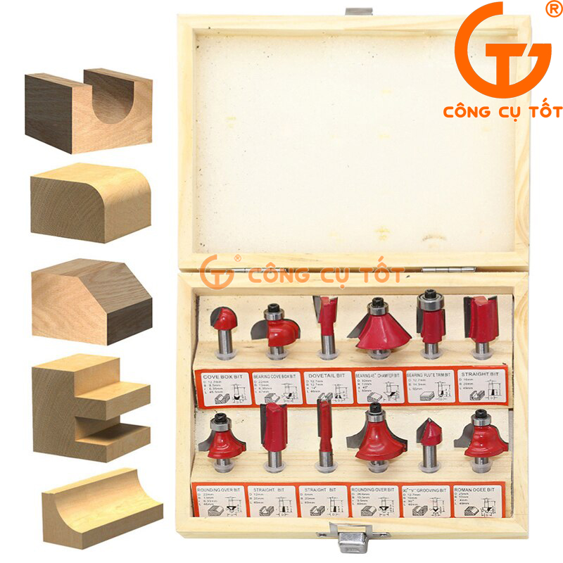 Hộp 12 mũi soi gỗ cốt 12.7mm - ½ inch đỏ