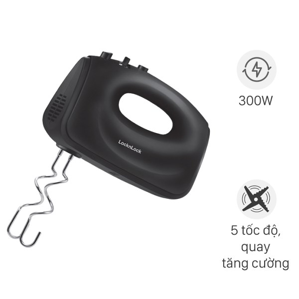 Máy Đánh Trứng Lock&amp;Lock EJM501DGRY (300W) - Hàng Chính Hãng, 5 Tốc Độ Đánh Tùy Chỉnh Nhào Bột Nhanh Và Dễ - Hapos