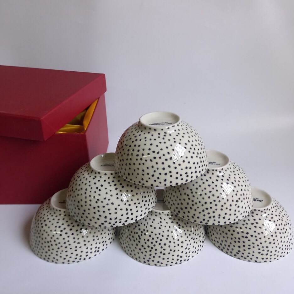 Bộ đồ ăn bát, đĩa chấm bị cao cấp - Sản phẩm vẽ tay thủ công và nung ở nhiệt độ cao - gốm sứ cao cấp authentic bat tràng