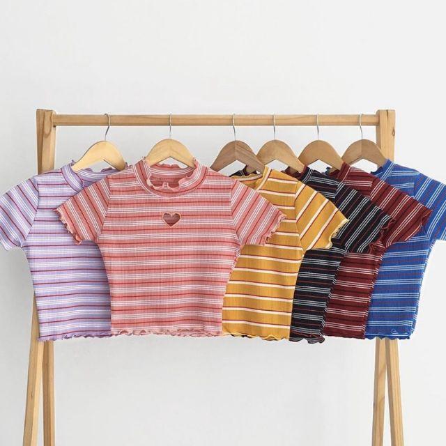 Áo kiểu croptop SỌC cut-out