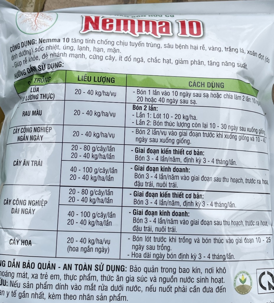 Phân Bón Hữu cơ Nemma 10 xa tuyến Trùng gói 1kg