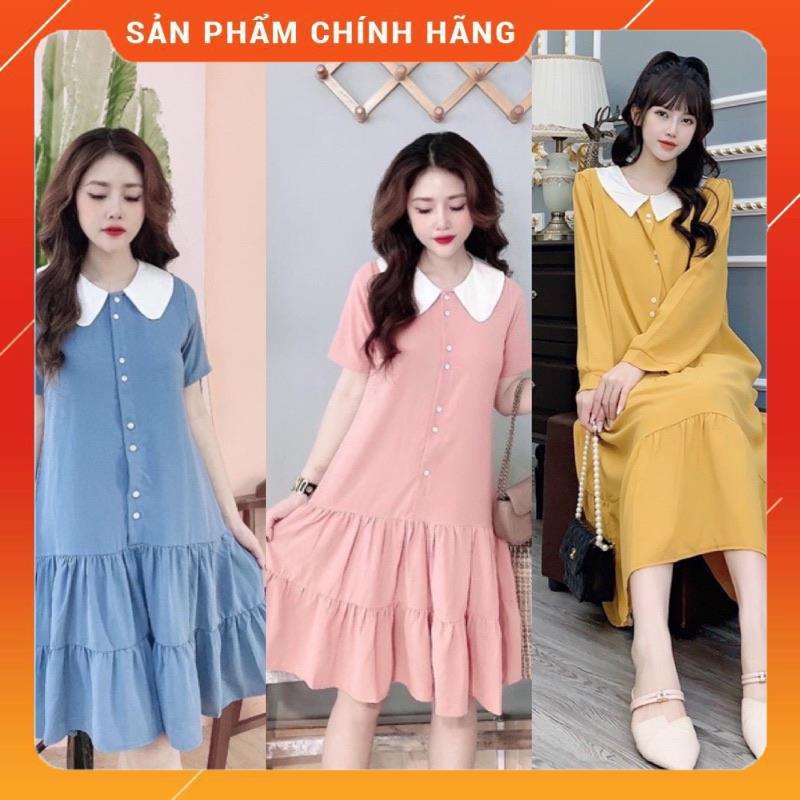 Váy bầu thiết kế️đầm bầu mặc đi làm đi chơi đều được️chất kẻ hàn siêu mát️free size (43-68kg