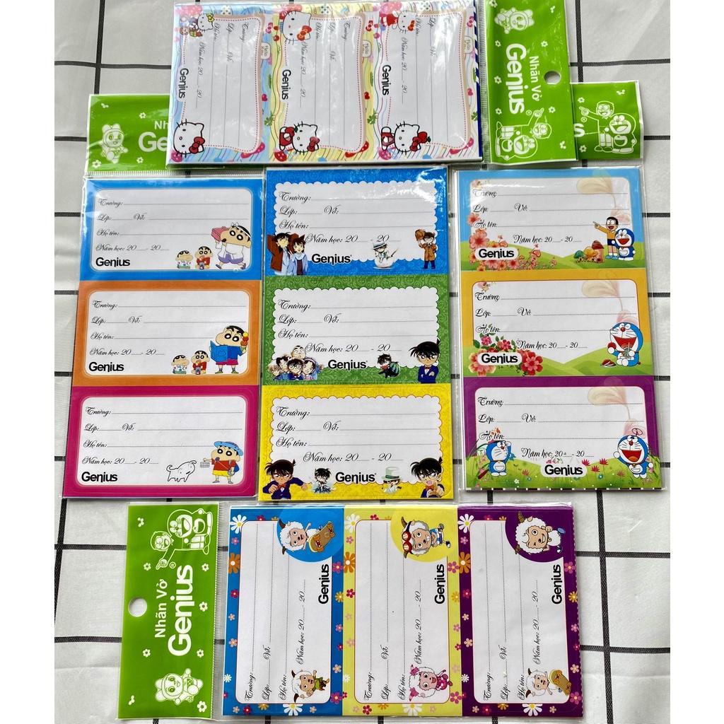 Tệp 15 nhãn vở học sinh được cắt dán sẵn, nhiều hình mẫu cute - VPP Thiên Ái