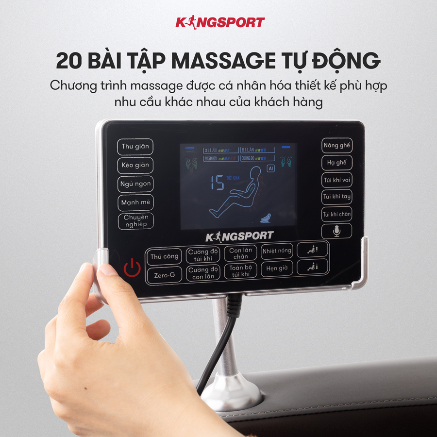 CHỈ GIAO MIỀN NAM I Ghế massage KINGSPORT G92 cao cấp con lăn 3D với 20 bài tập, chế độ quét cơ thể thông minh, túi khí massage chân cao