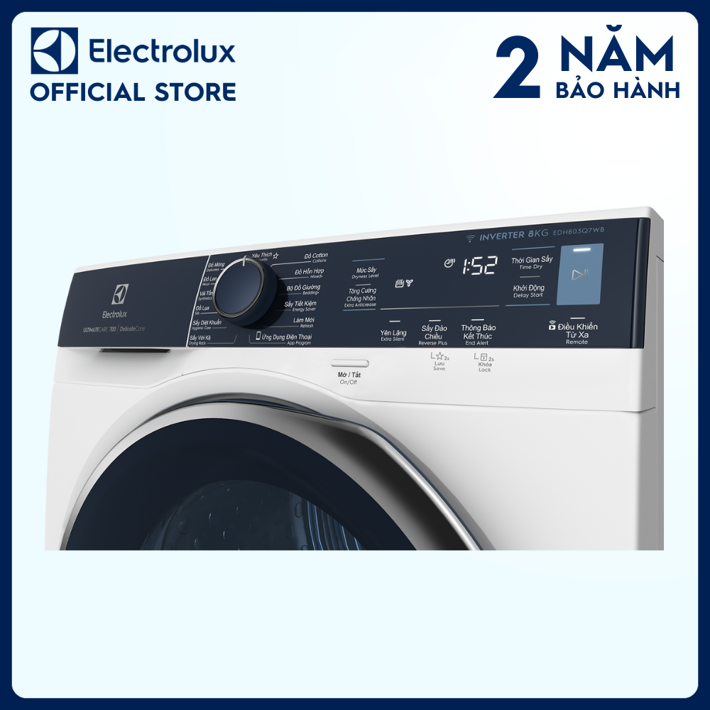 Máy sấy bơm nhiệt Electrolux Heat Pump 8kg UltimateCare 700 EDH803Q7WB - bảo vệ áo quần khỏi sấy khô quá mức