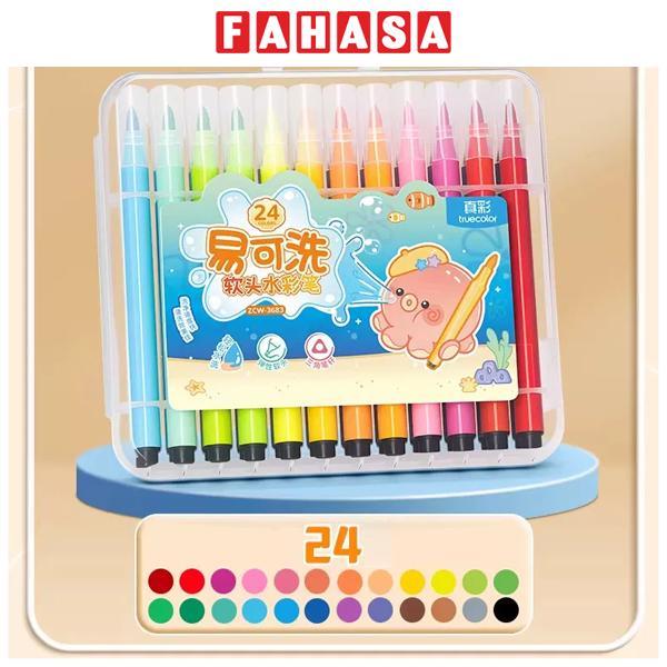 Hộp 24 Bút Lông Màu Nước Rửa Được - Truecolor ZCW-3683-24