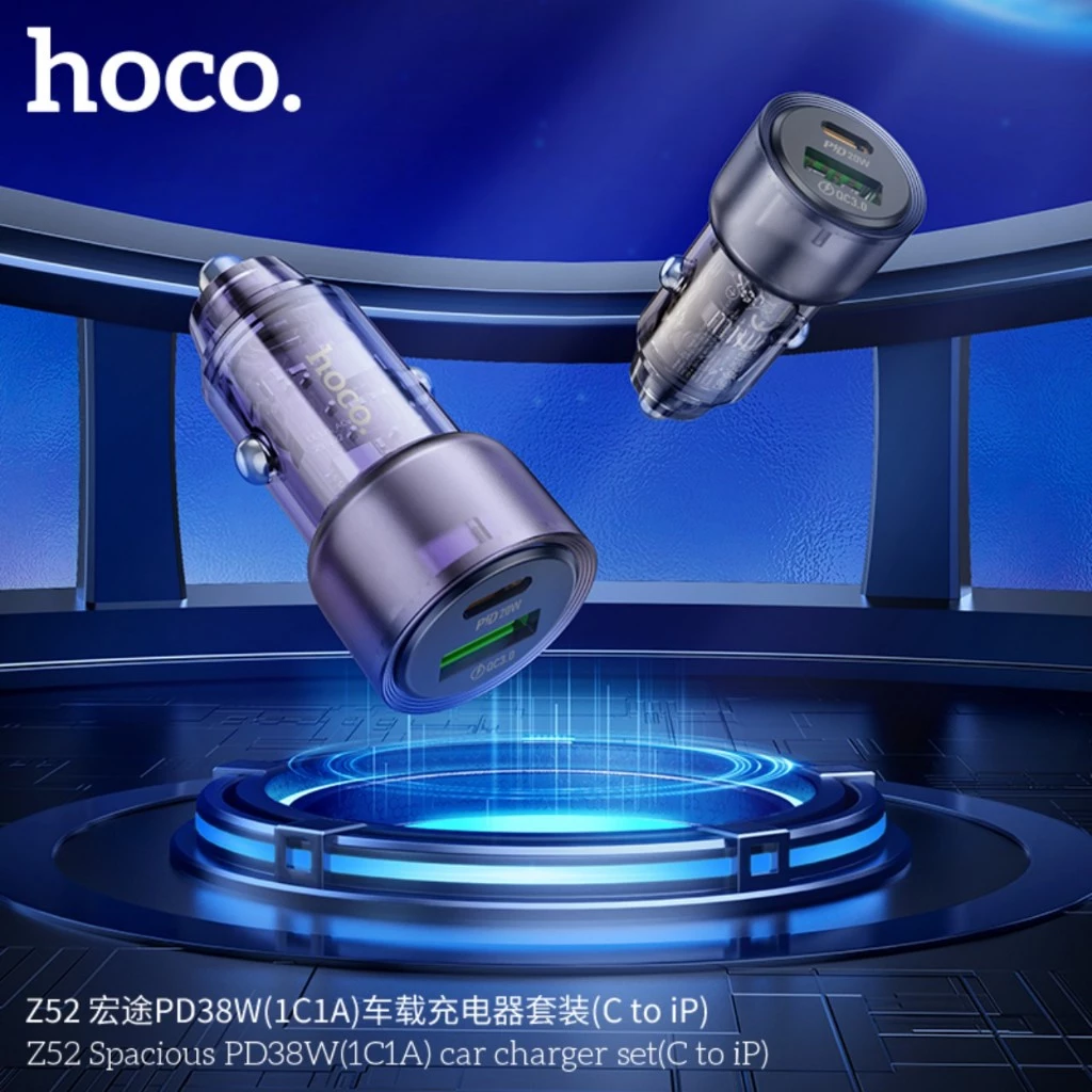 Tẩu sạc 20W (Type C + USB) Hoco Z52 sạc nhanh cho điện thoại Samsung/ iP/ Xiaomi _  Hàng chính hãng