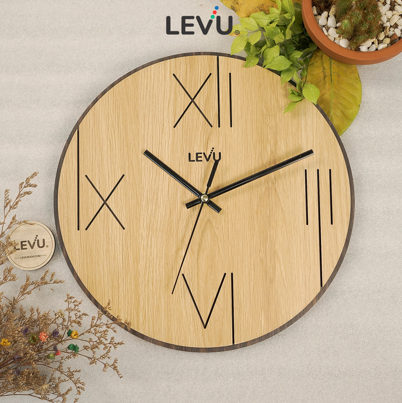 Đồng Hồ Treo Tường decor LEVU DH14 trang trí quán cafe trà sữa
