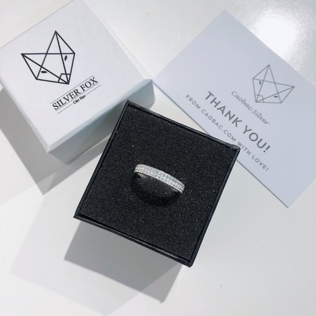 Nhẫn Bạc Nữ Cao Cấp S99 CaoBac Silver Đính Đá Hai Hàng Phong Cách Đơn Giản Nhẹ Nhàng