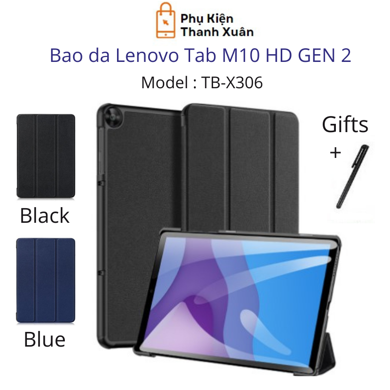 Bao da dành cho Lenovo Tab M10 HD GEN 2 TB-X306 - Gập dựng được - Tặng kèm bút
