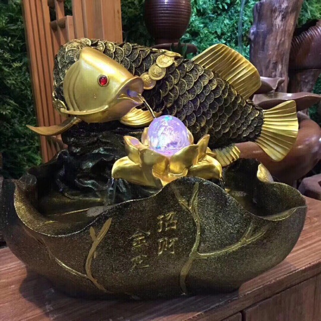 Thác nước phong thuỷ cá chép đế vương kích thước 40x30cm tuyệt đẹp, làm quà tặng tân gia, quà tặng sếp