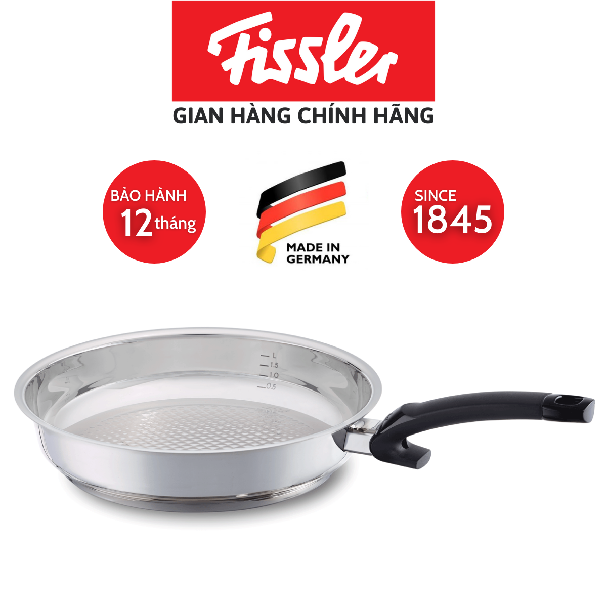 Chảo Inox Fissler Crispy Steelux Comfort - SX tại Đức - Hàng chính hãng