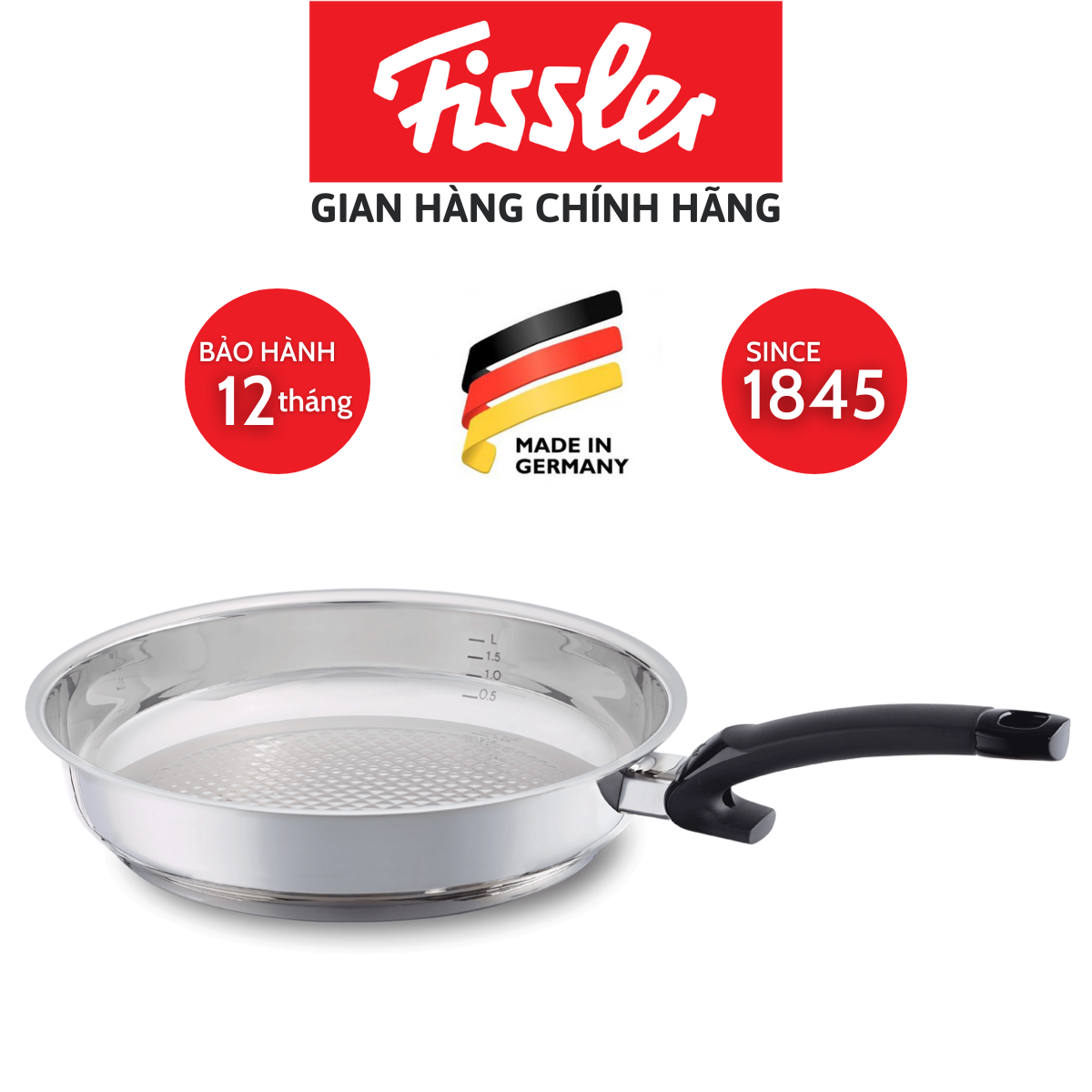 Chảo Inox Fissler Crispy Steelux Comfort (nhiều size) - SX tại Đức - Hàng chính hãng Fissler