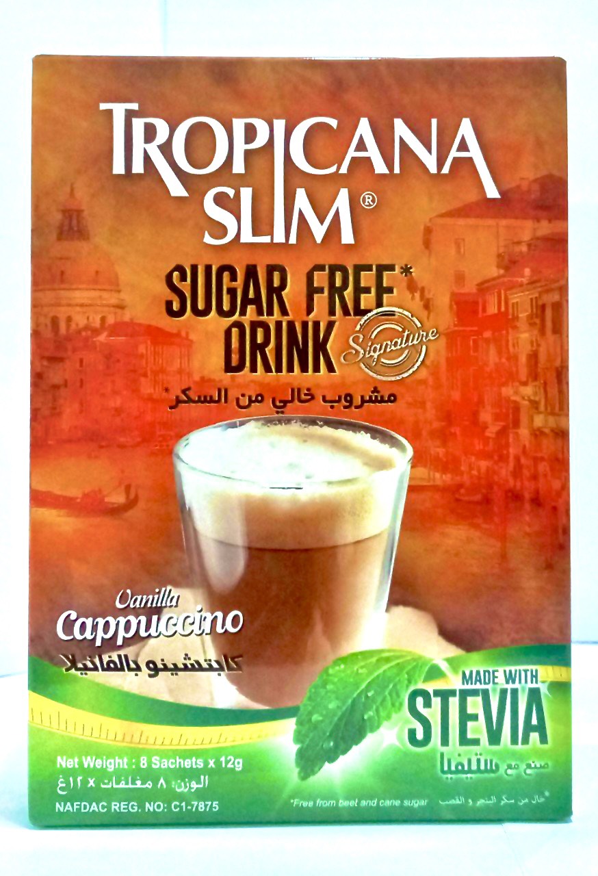 Combo 12 Hộp Cà Phê Ăn Kiêng Tropicana Slim Sugar Free Vanilla Cappucino (8 x 12g)