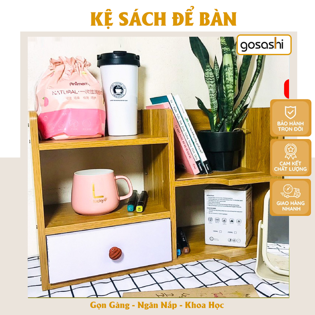 Kệ Gỗ MDF Để Bàn Nhỏ Gọn, Có Ngăn Tủ Nhiều Màu, Dễ Dàng Lắp Đặt, Phong Cách Tối Giản Thương Hiệu Gosashi-KS4N1NK