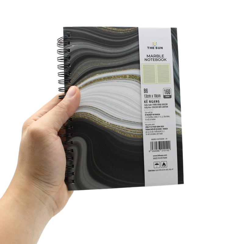 Sổ Lò Xo Bìa Cứng Marble B6 - Kẻ Ngang - 160 Trang 80gsm - The Sun 04