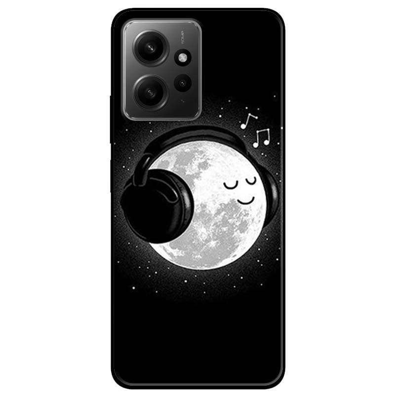 Ốp lưng cho Redmi Note 11 4G - Redmi Note 12 - Redmi Note 12 Pro - Redmi Note 12 Pro 5G - Mặt Trăng Nghe Nhạc - Hàng Chính Hãng