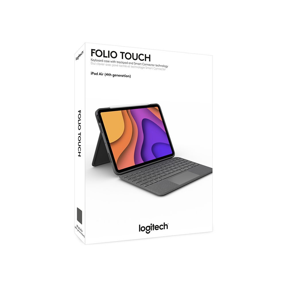 Bàn phím kèm bao da Logitech FOLIO TOUCH for IPAD AIR (Gen 4) – XÁM  - Hàng chính hãng