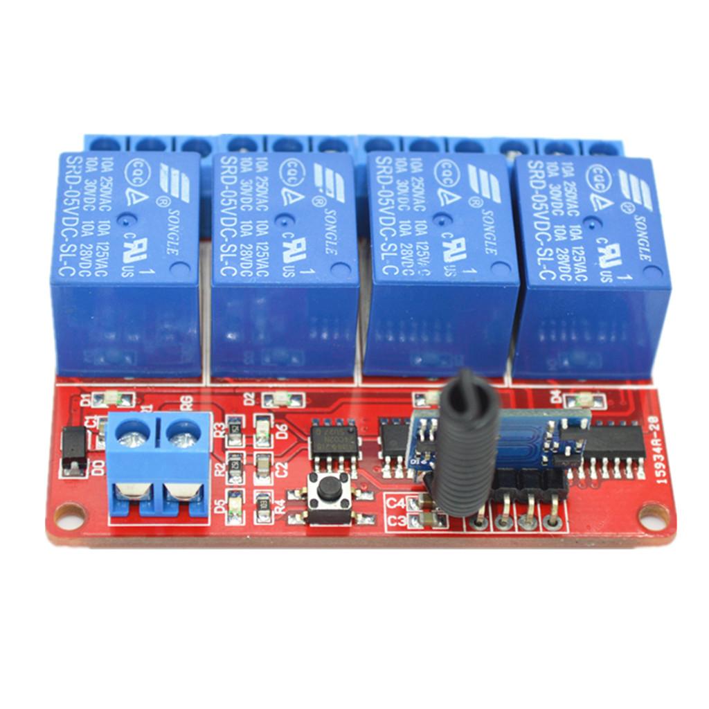 5V 4-CH Relay Board Learning Module with Remote Control Switch Kit 433Mhz