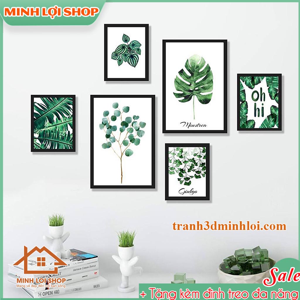 Bộ tranh canvas tropical thiên nhiên hoa lá trang trí không gian sống của bạn TẶNG KÈM ĐINH TREO
