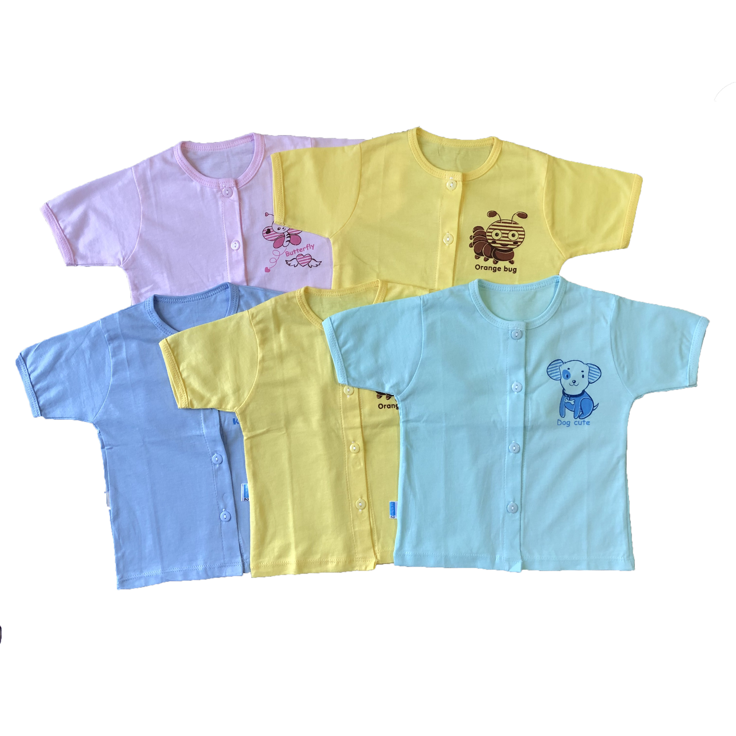 Combo 3 áo sơ sinh tay ngắn cài giữa màu Thái Hà Thịnh, chất vải 100% cotton mềm, mịn, thoáng mát, hàng Việt Nam chất lượng cao, hàng chính hãng