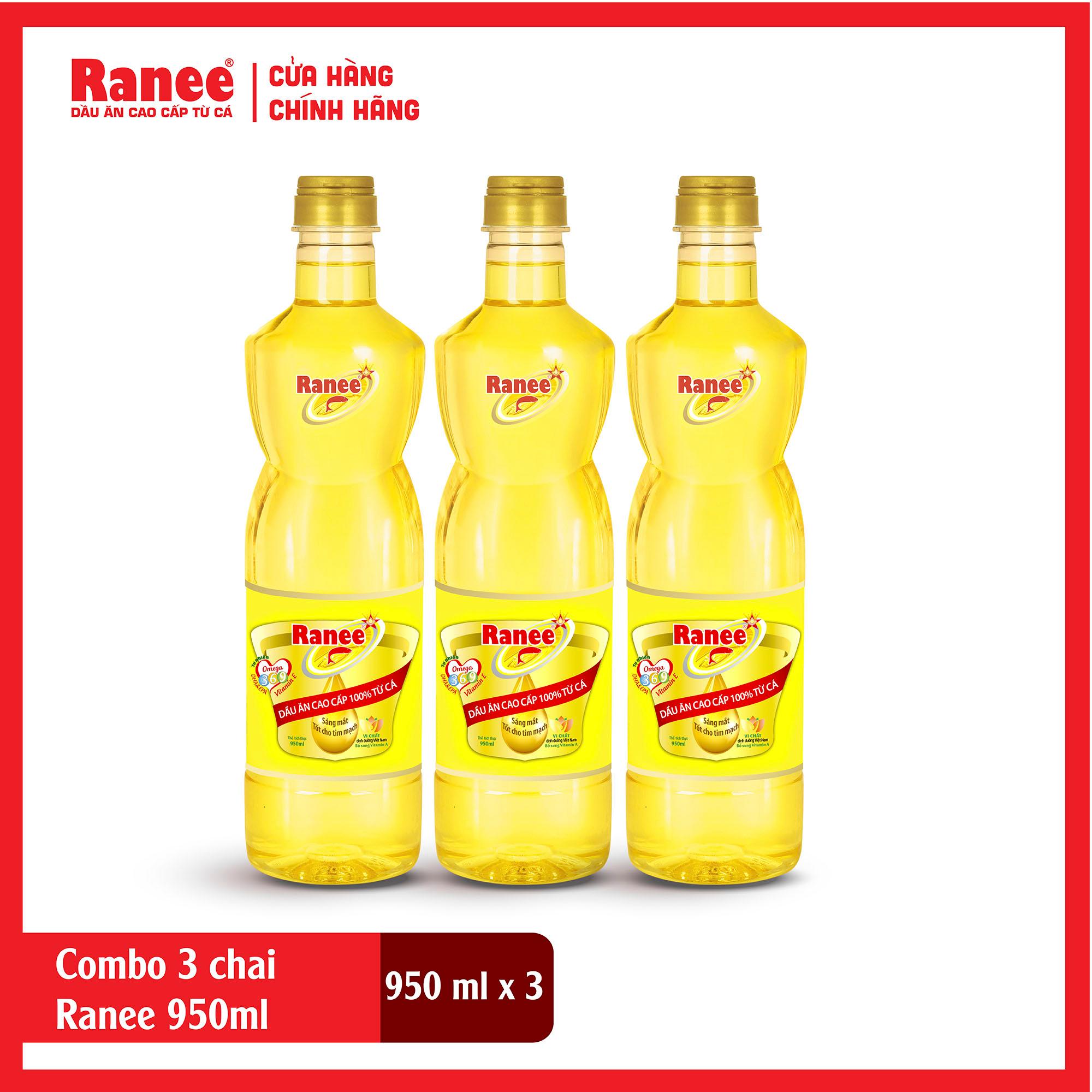 Combo 3 chai dầu ăn dinh dưỡng Ranee 950ml (950ml/chai x 3 chai)