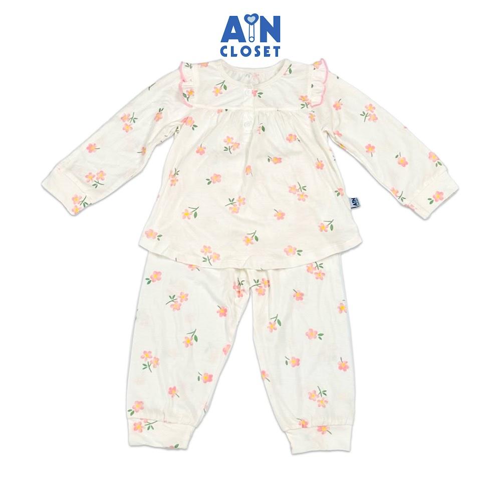 Bộ quần áo Dài bé gái họa tiết Hoa Vân Anh Hồng Thun cotton - AICDBGSGSCMM - AIN Closet