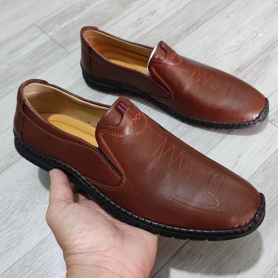Giày lười nam chất liệu da bò