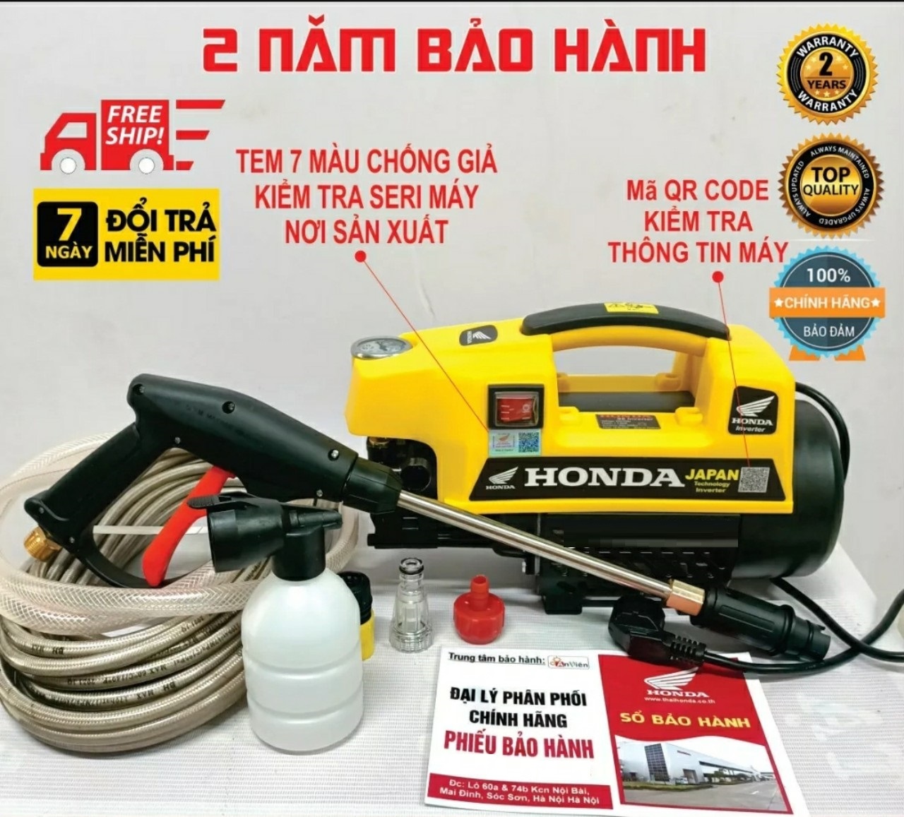 MÁY RỬA XE HONDA S6 GIÁ RẺ CHÍNH HÃNG THÁI LAN 3500W MODEL 2024