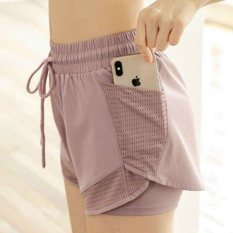 Quần đùi thể thao nữ phối lưới Bigsize 55_85 ký