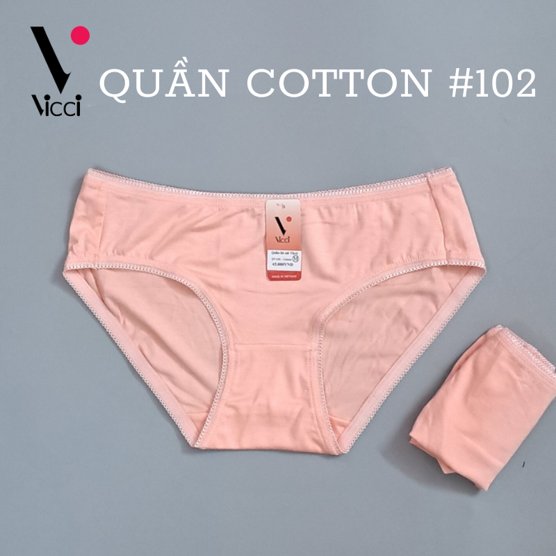 Combo 10 Quần lót nữ cotton trơn cao cấp Vicci 102 cạp thấp, mềm mại, êm ái, kháng khuẩn khử mùi