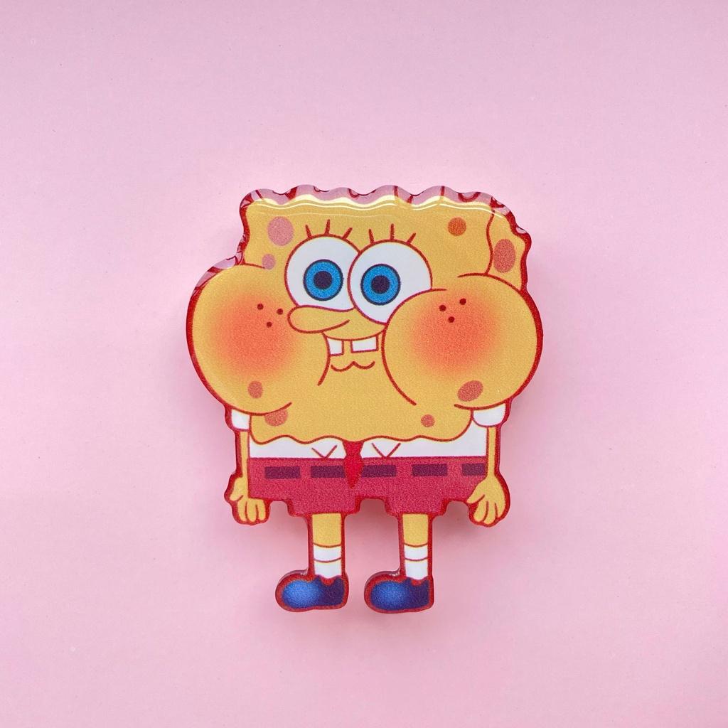 Giá đỡ điện thoại bằng acrylic hình SpongeBob SquarePants có thể thu gọn