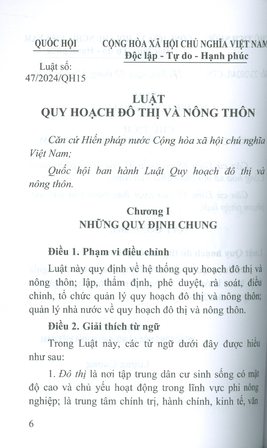 Luật Quy Hoạch Đô Thị Và Nông Thôn Năm 2024