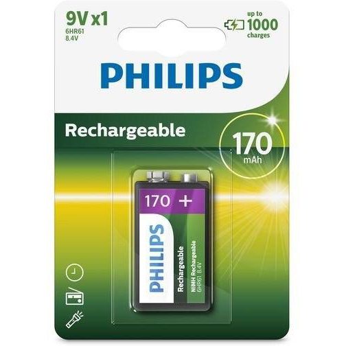 Pin Sạc Philips NiMH 170mAh 9VB1A17/10 (1 Viên 9V)