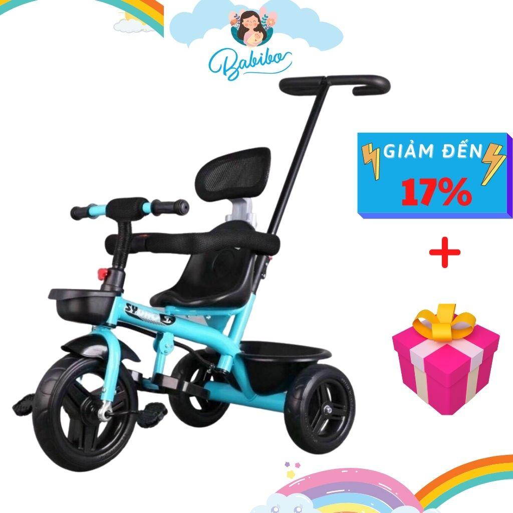 Xe đẩy 3 bánh cho bé BABIBOKIDS Xe đẩy 3 bánh có mái che Xe đạp 3 bánh có cần đẩy chắc khoẻ phù hợp cho bé từ 1-3 tuổi